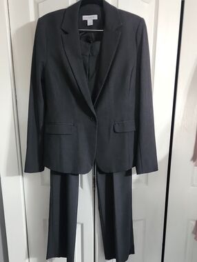 Women's Charcoal Gray Liz Claiborne Pant Suit - Tailored Blazer Interior Lining